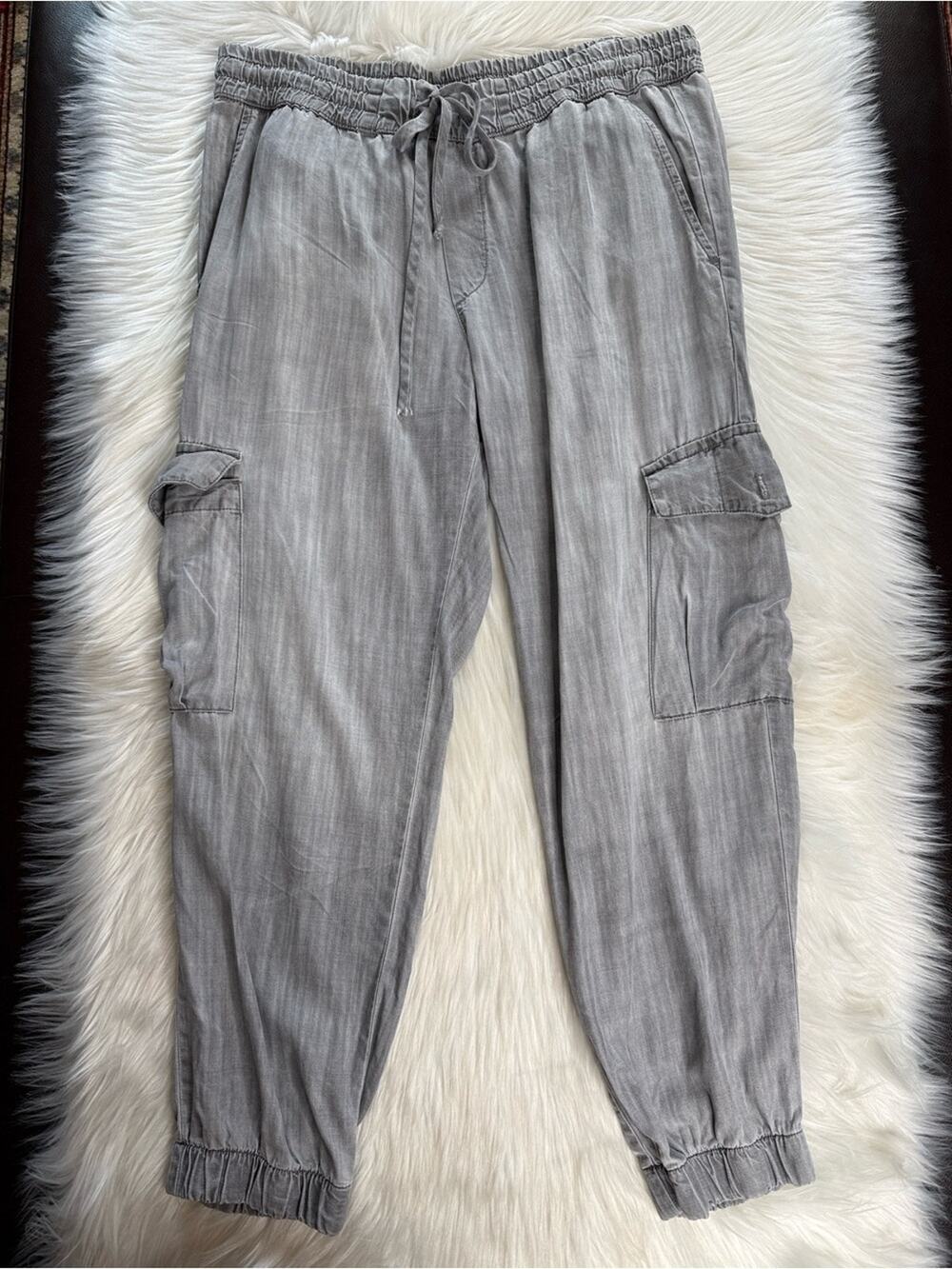 Bella Dahl Pale Gray Denim Cargo Joggers